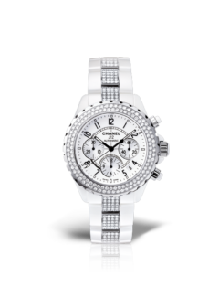 Chanel J12 Chronographe Diamants céramique blanche