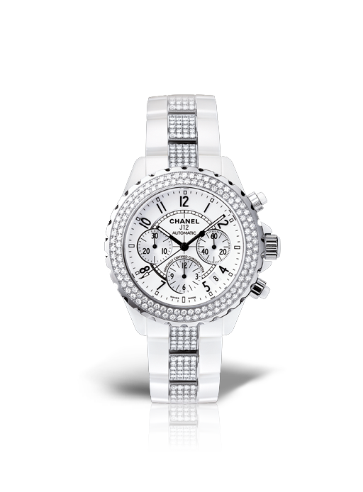 Chanel J12 Chronographe Diamants céramique blanche