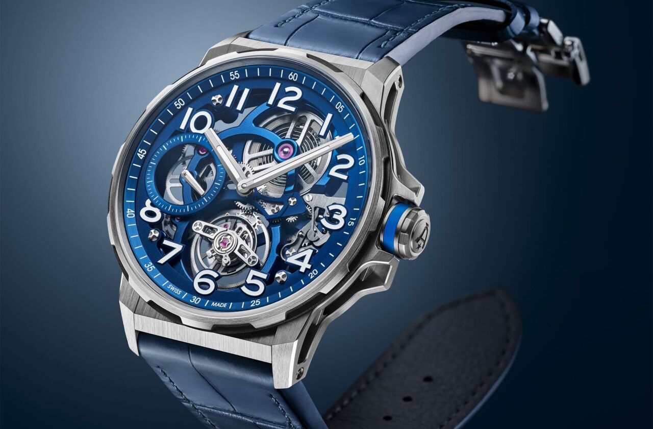 Angelus Flying Tourbillon Titanium Blue Edition alligator