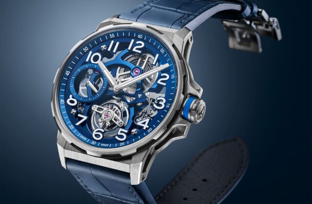 Angelus Flying Tourbillon Titanium Blue Edition alligator