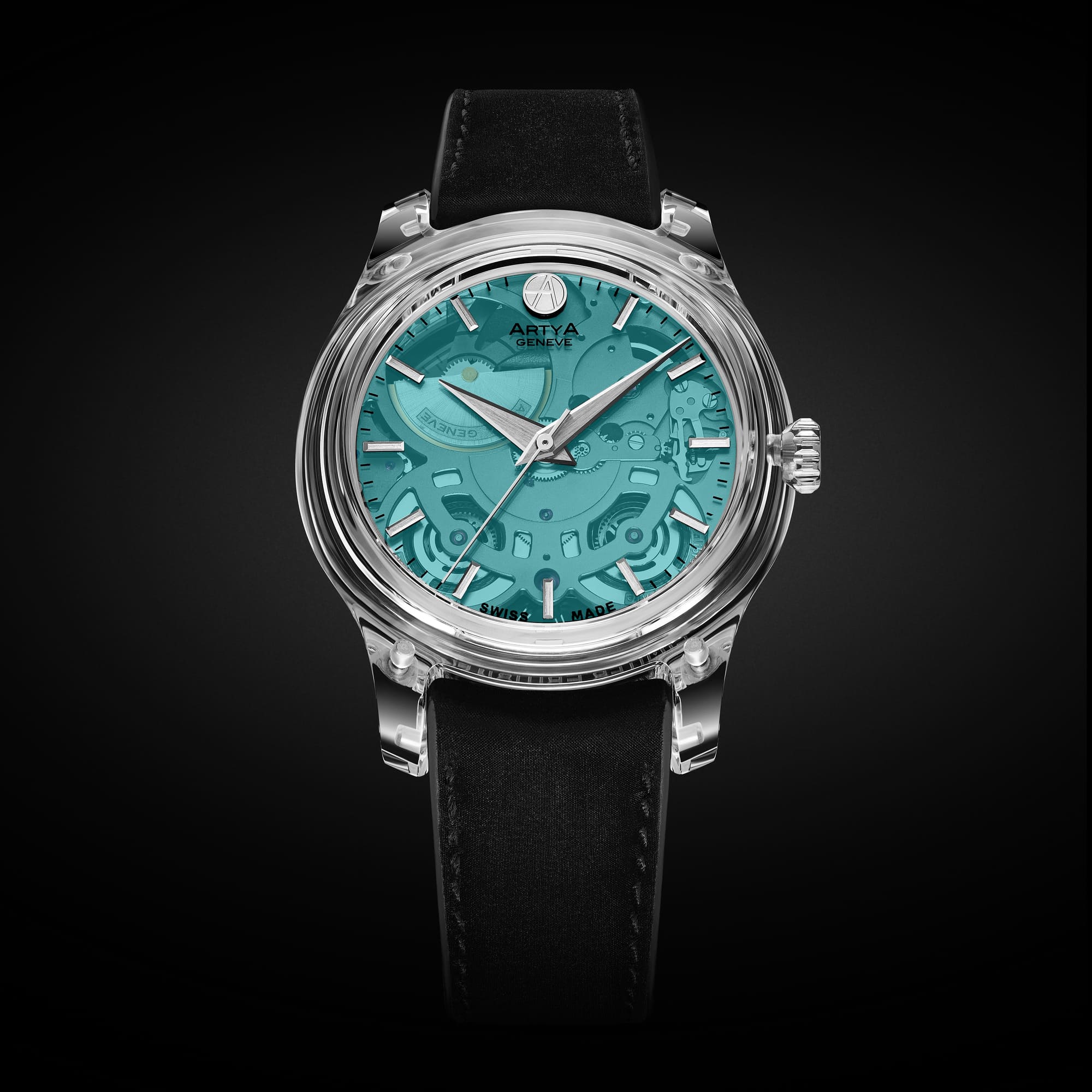 cadran montre cyan boitier sapphire