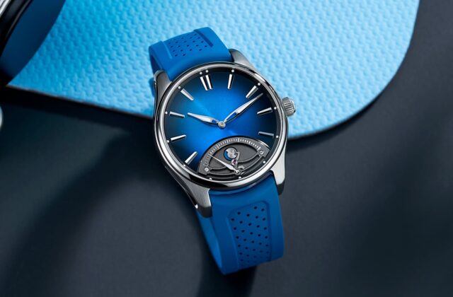Cadran bleu montre Moser