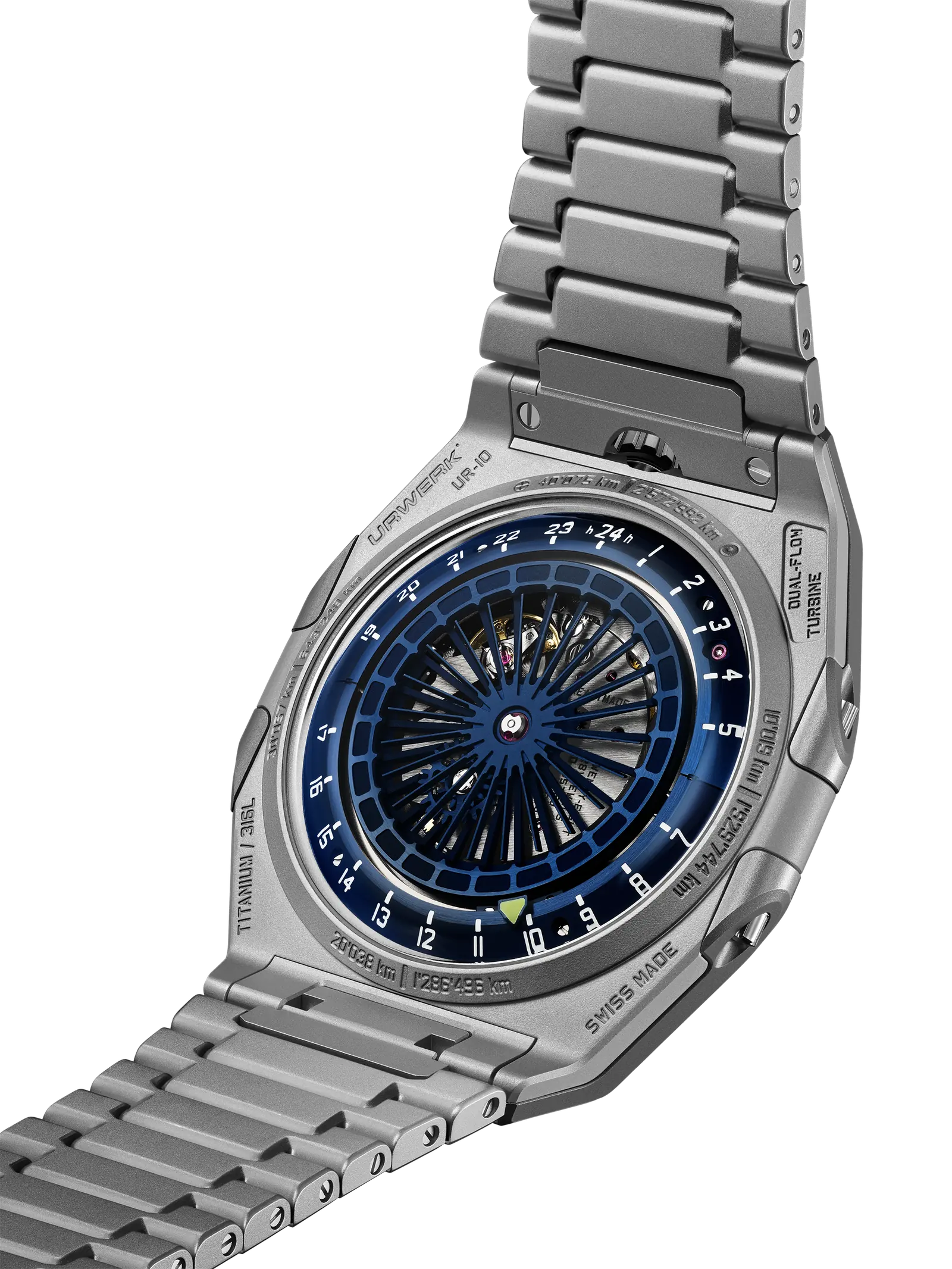 Présentation de montre urwerk spacemeter blue