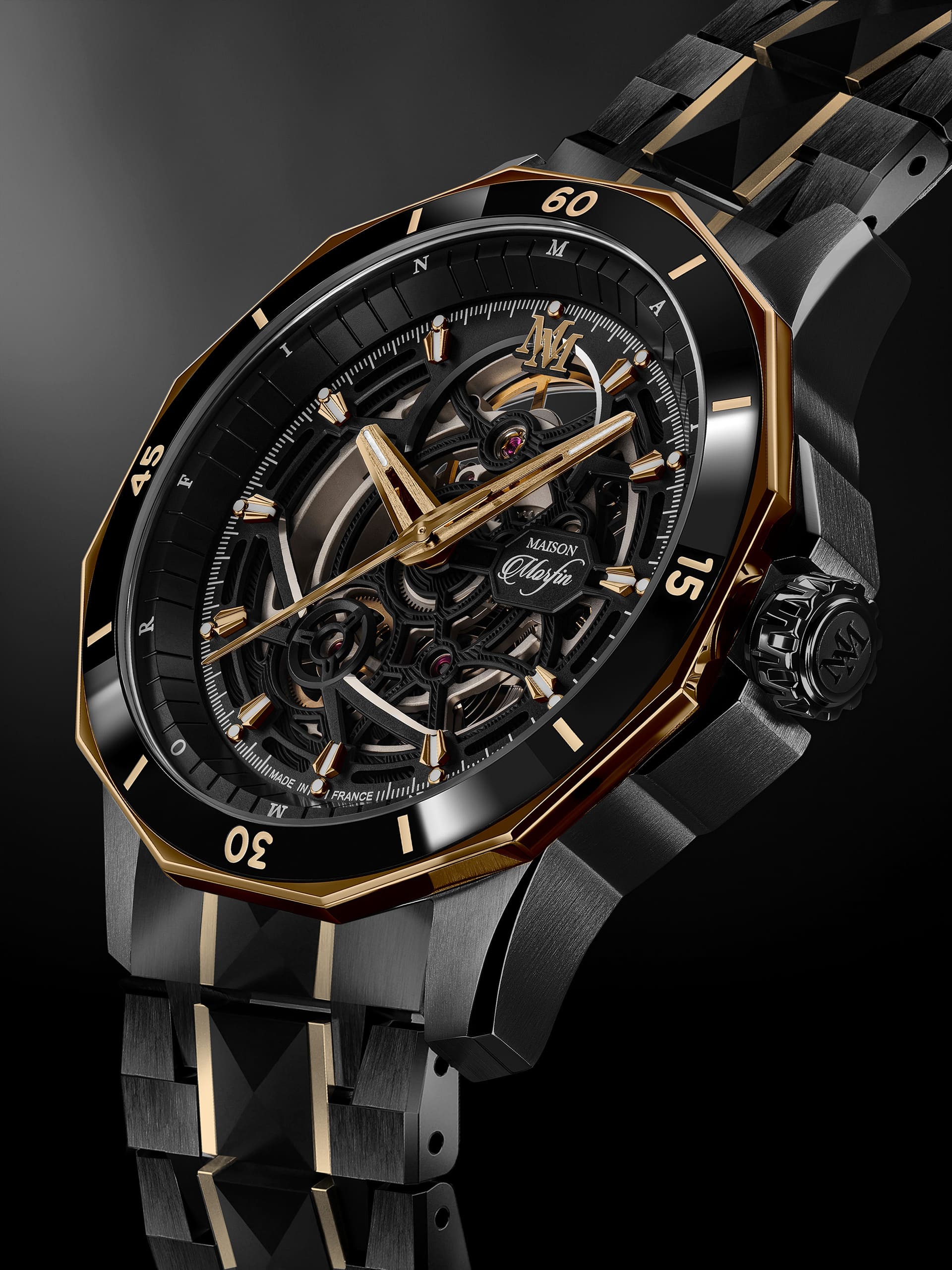 montre the one NOIR DLC tungstene bracelet metal acier 316L et tungstene
