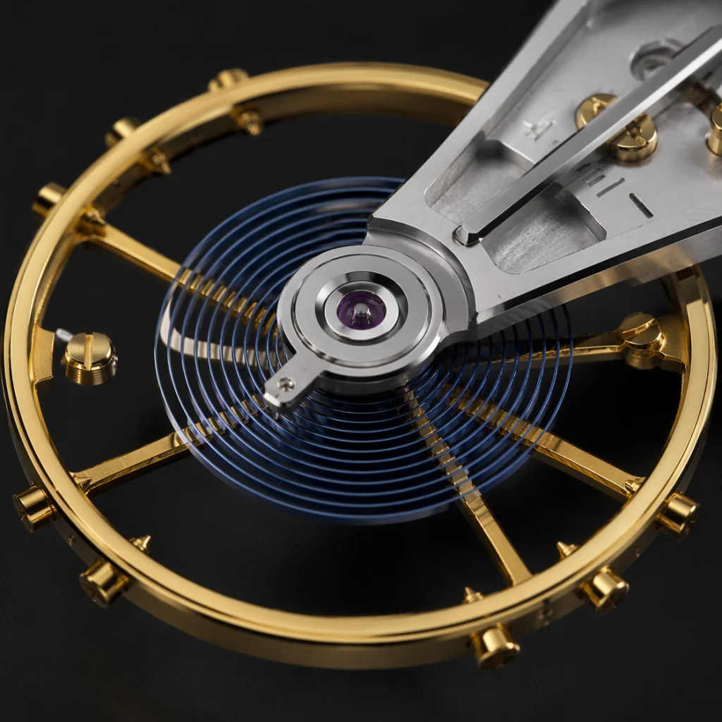 Vue rapprochée de mouvements mécaniques sont sensibles gravité