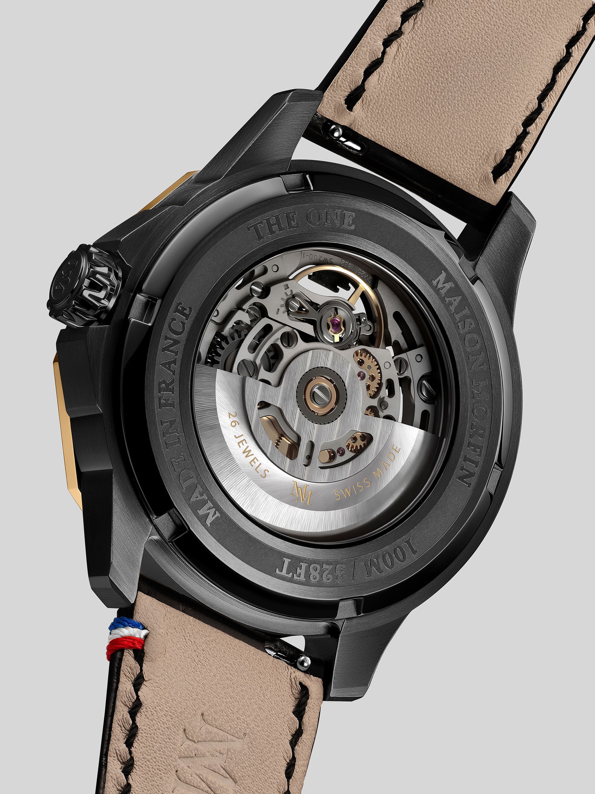 the one montre caseback cote de geneve automatique squelette 3000 euros silver argenté made in france sw200 swiss made