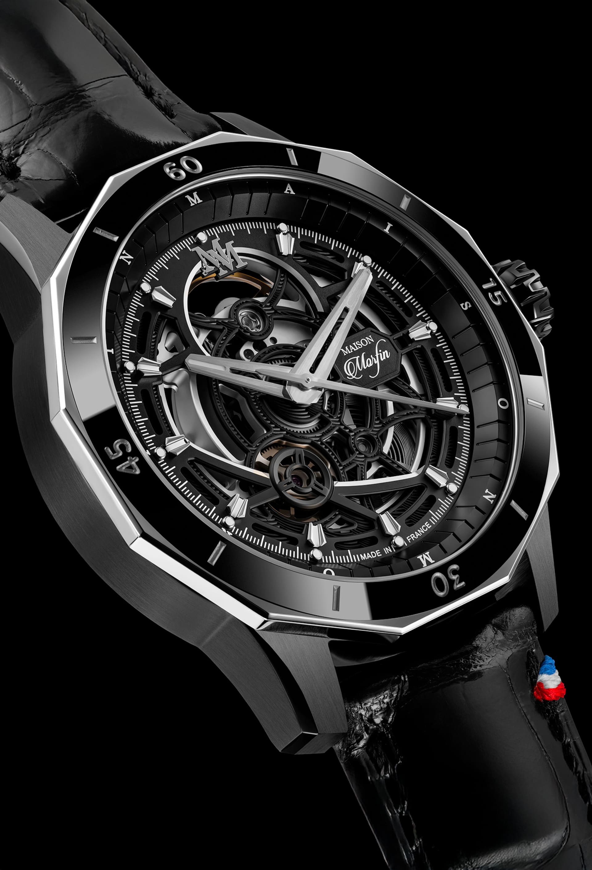 watch the one automatique argzntée macro squelette 3000 euros noir dor doré made in france sw200 swiss made